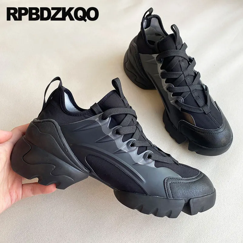 

Large Size Elevator Sneakers Wedge Muffin Luxury Thick Sole Printed Black Platform Genuine Leather Creepers Designer Shoes China