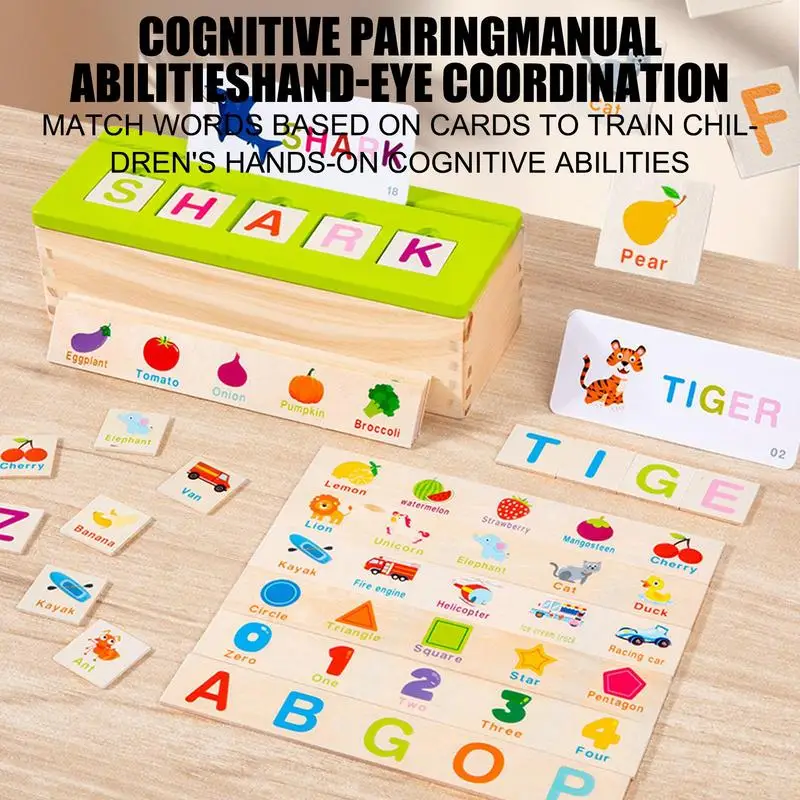 Caixa De Classificação Sensorial De Madeira Com Forma De Cor, Caixa De Correspondência De Vocabulário, Brinquedos Montessori, Brinquedo Pré-Escolar De Aprendizagem