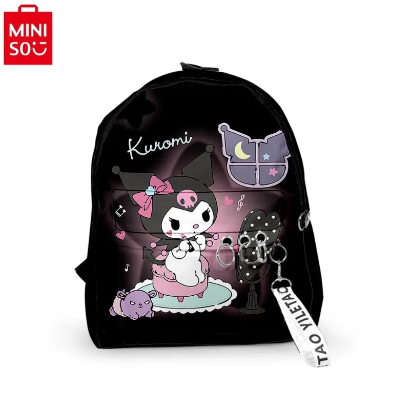 MINISO-mochila de nailon con estampado 3D de Hello Kitty Kuromi, mochila de almacenamiento ligera de gran capacidad, alta calidad, novedad de 2024