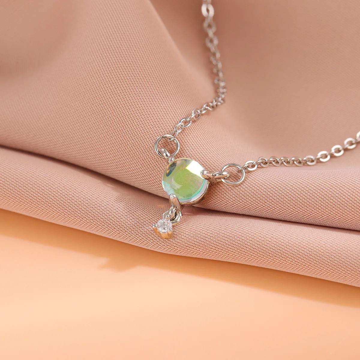 New Fashion Fluorescent Luminous 925 Sterling Silver Jewelry Matte Round Beads Water Droplets Crystal Necklaces  XL011