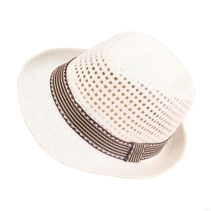 

N84E Kids Straw Hat Large-Brim Kids Sun Hat Comfortable Wearing for Sunny Weather