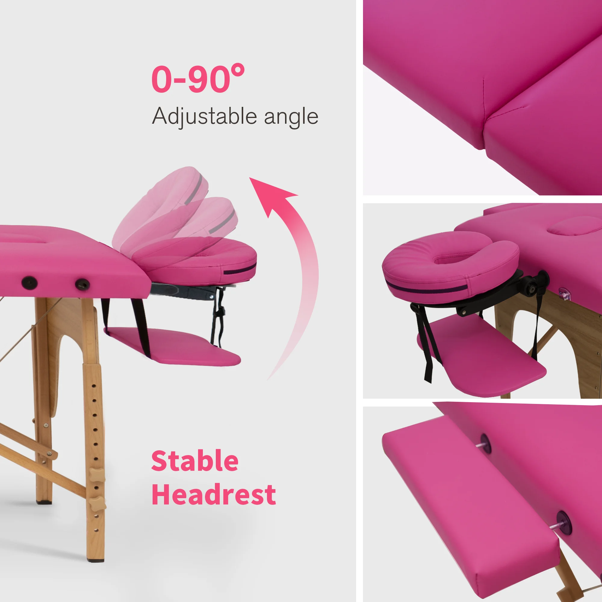 

Unirelax Multifunctional Beauty Eyelash Tattoo Bed Pink Pvc Leather Adjustable Salon Foldable Wooden Massage Bed