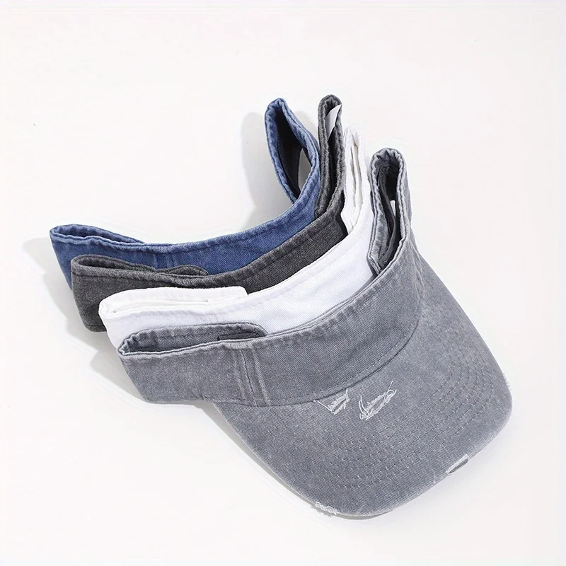 

Denim Baseball Sun Visor Hat Adjustable Strap Breathable Casual Solid Color One Size Fits Most
