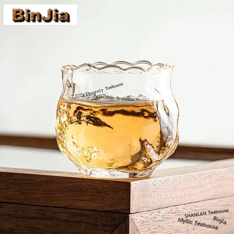 

2pc/set Handmade Heat-resistant Glass Master Cup Household Rose Flower Teacup Transparent Jug Meditation Cup Teaware Craft 60ml