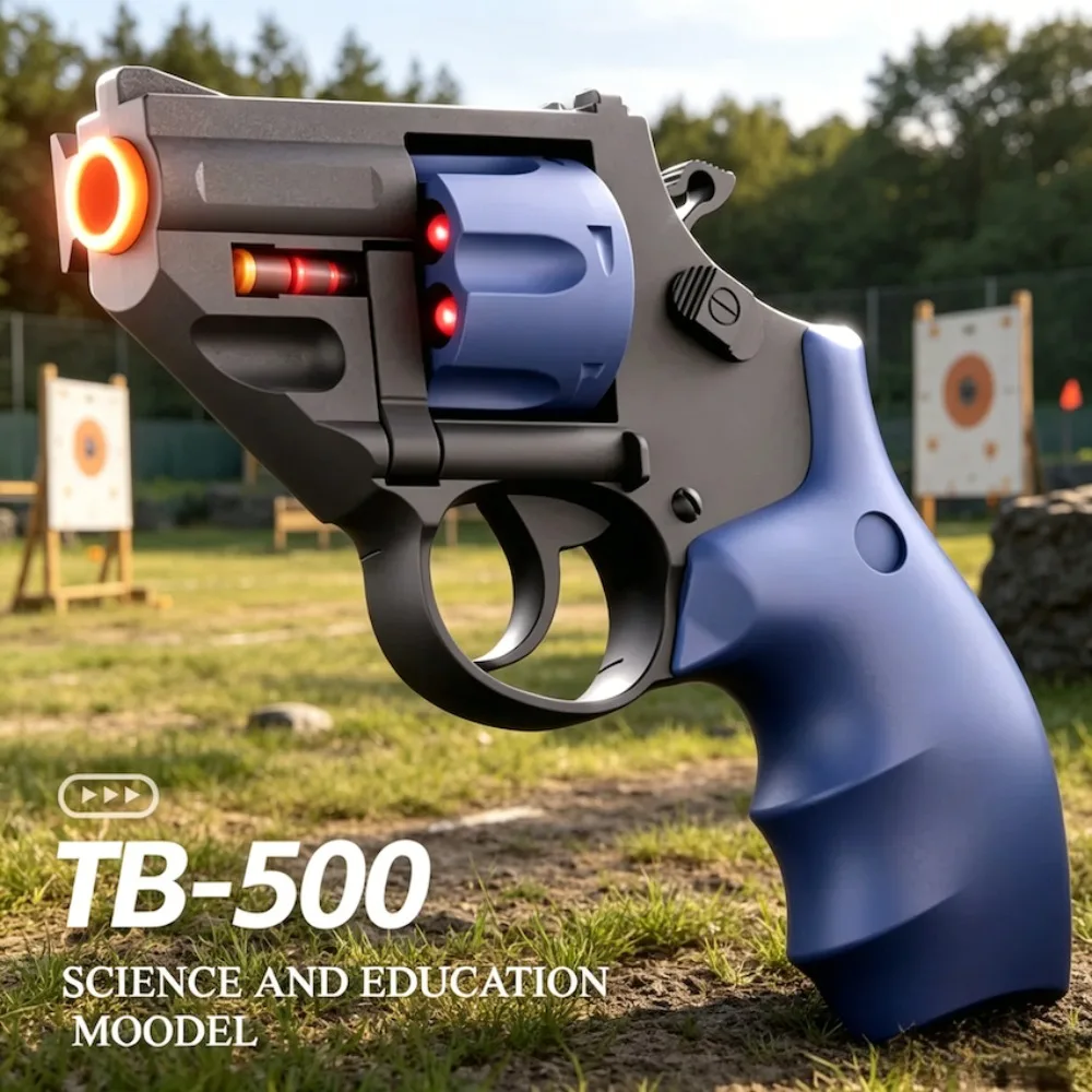 Continuous Fire Revolver Launcher Toy Gun with Soft Bullets Empty Hanging Pistol CS Shooting Games Christmas Gift for Adults