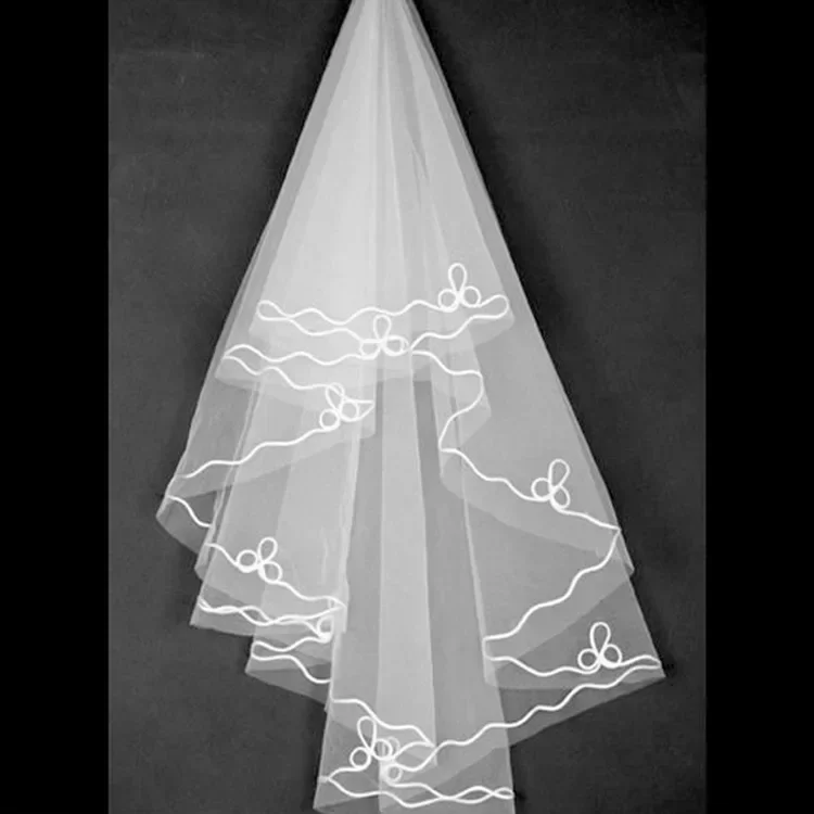 Voile simple à une couche pour les patients, pas cher, rouge, blanc, court de mariage, sans peigne, 1.5 m