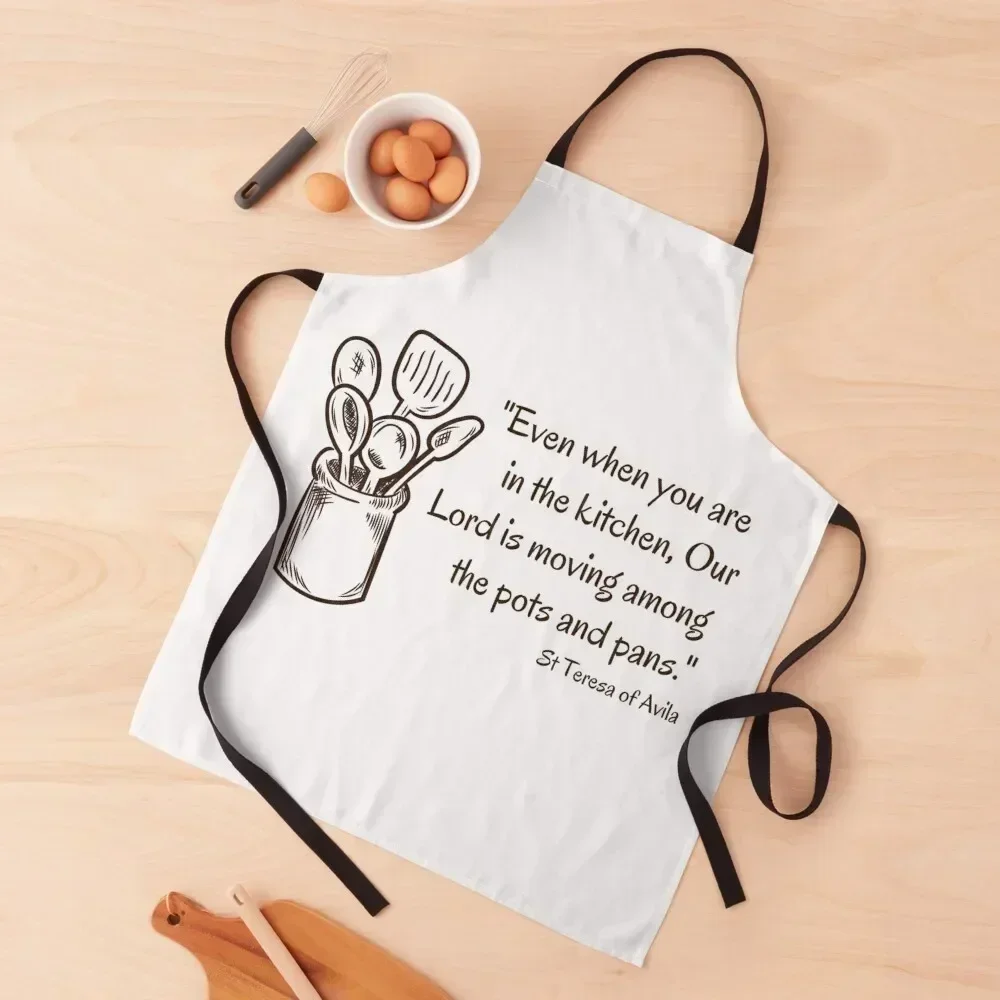 

Our Lord Among the Pots and Pans // St Teresa of Avila Apron manicurist For Kitchen Women with pockets women's kitchens Apron