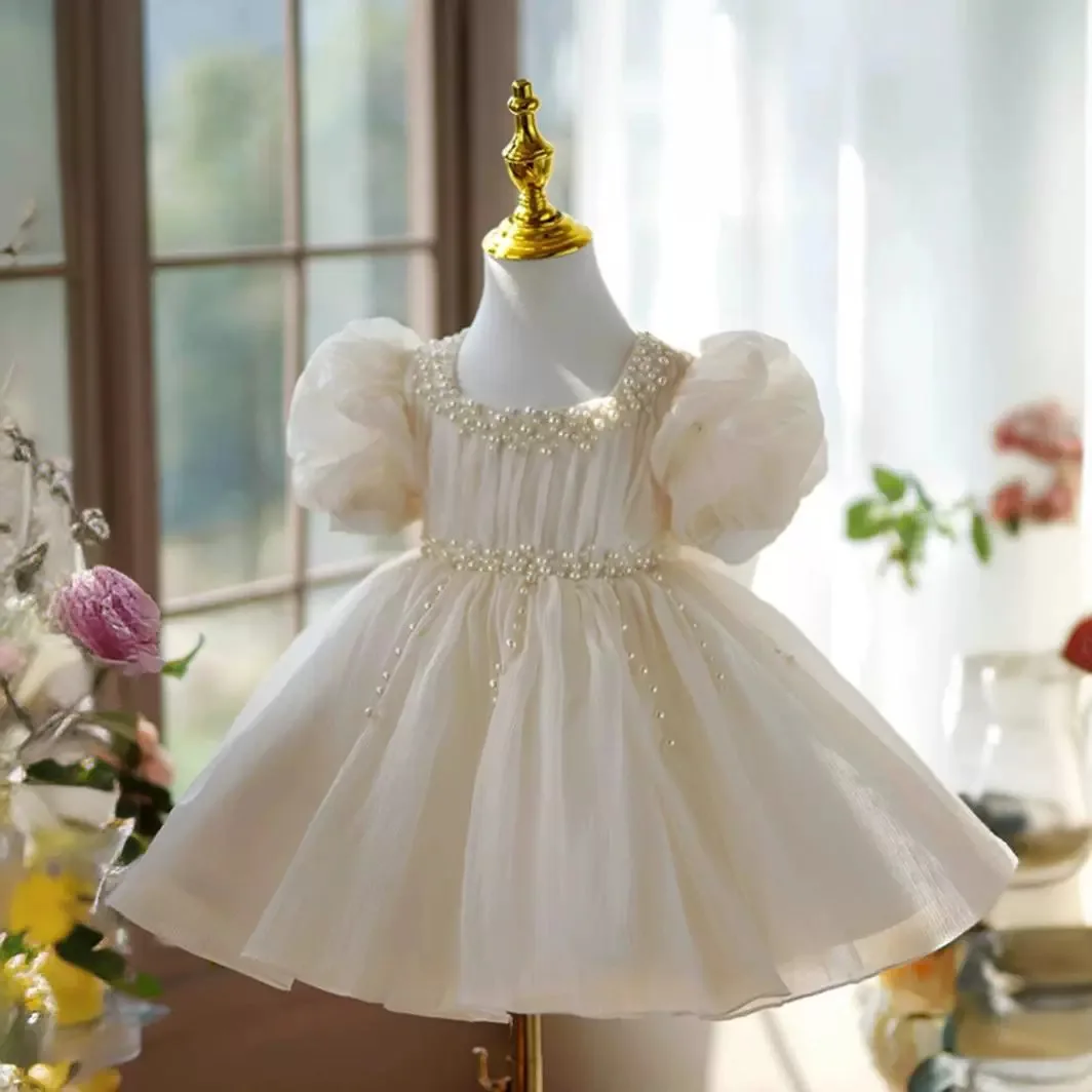 New Children High End Beading Deign Princess Ball Gown Girls Birthday Party Wedding Performance Dress g106