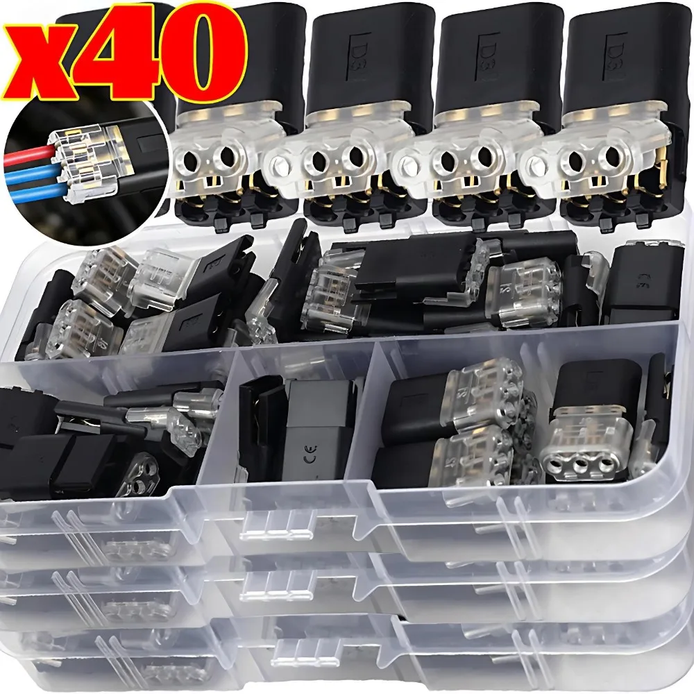 

D3 3 Way Quick Wire Connector Set Solderless Splice Terminal 18 22AWG 300V 10A PC Auto Electrical Cable Plug Harness Adapter