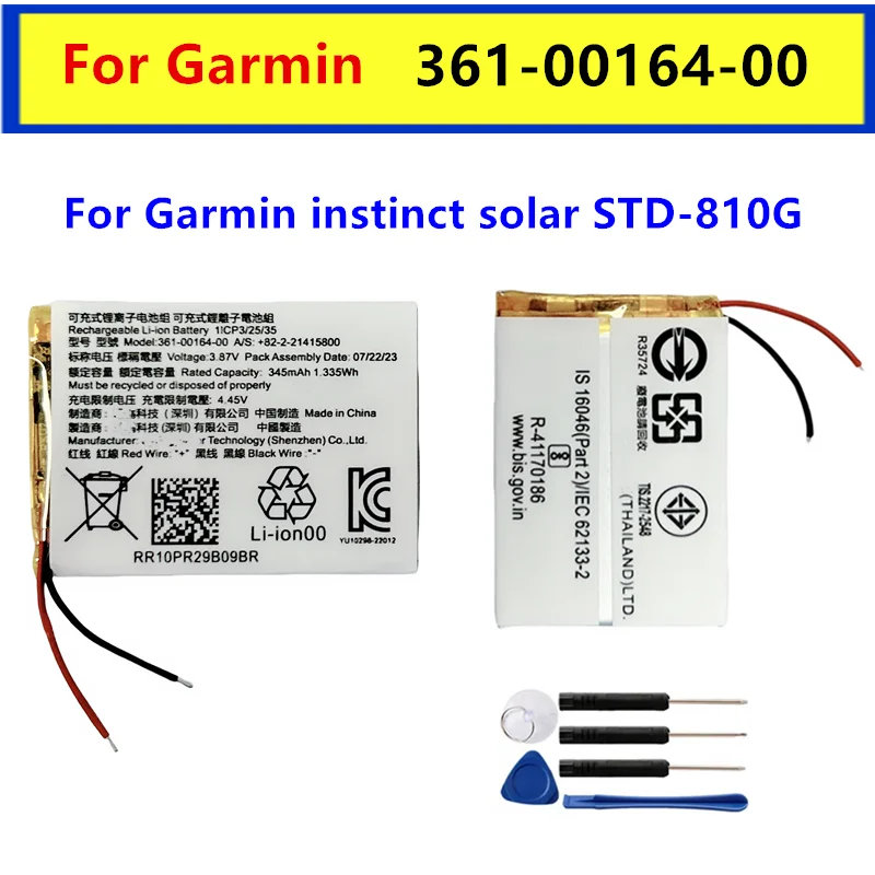 Batería de repuesto 361-00164-00 para Garmin Instinct solar STD-810G