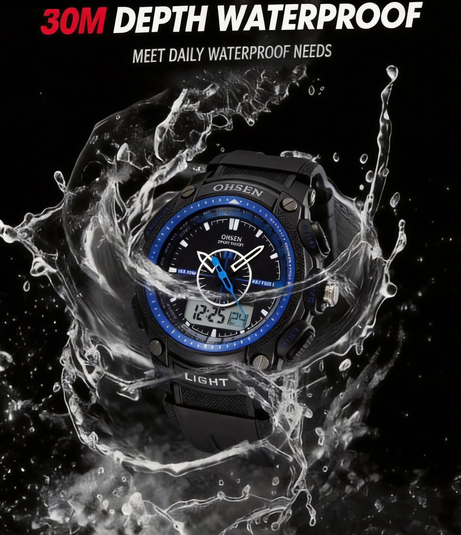 OHSEN quarzo digitale moda uomo orologi da polso elastico maschile argento LCD impermeabile Sport Cool orologi da regalo relogio masculino