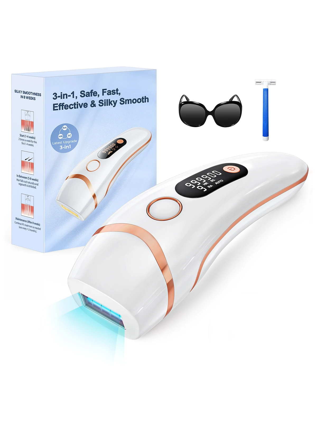 IPL-Epilierer 999000   Blinkt Laser-Haarentfernung, schmerzlose dauerhafte Photoepilation für Männer und Frauen, Trimmer, elektrischer Depilador