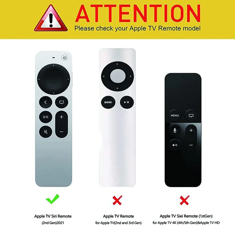 Remote Case for Apple Siri Remote 2021/2022 (2nd/3rd Gen), Silicon Shockproof Rubber Cover for Apple 4K HD TV Siri Remote