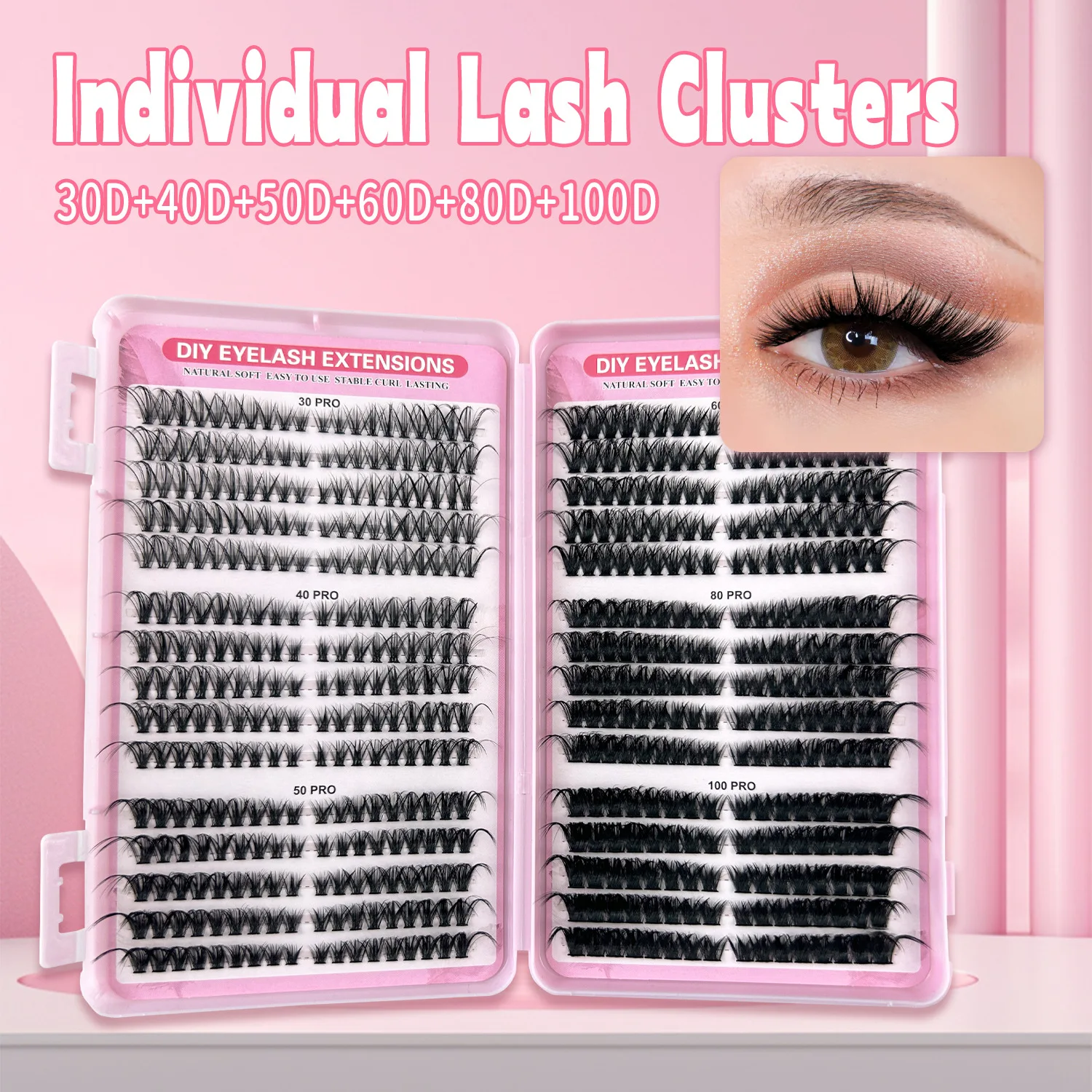 540 Cluster DIY Einzelwimpern 30D 40D 50D 60D 80D 100D Mix Falsche Wimpern Dick & Flauschig Künstliche Wimpernverlängerung Buch