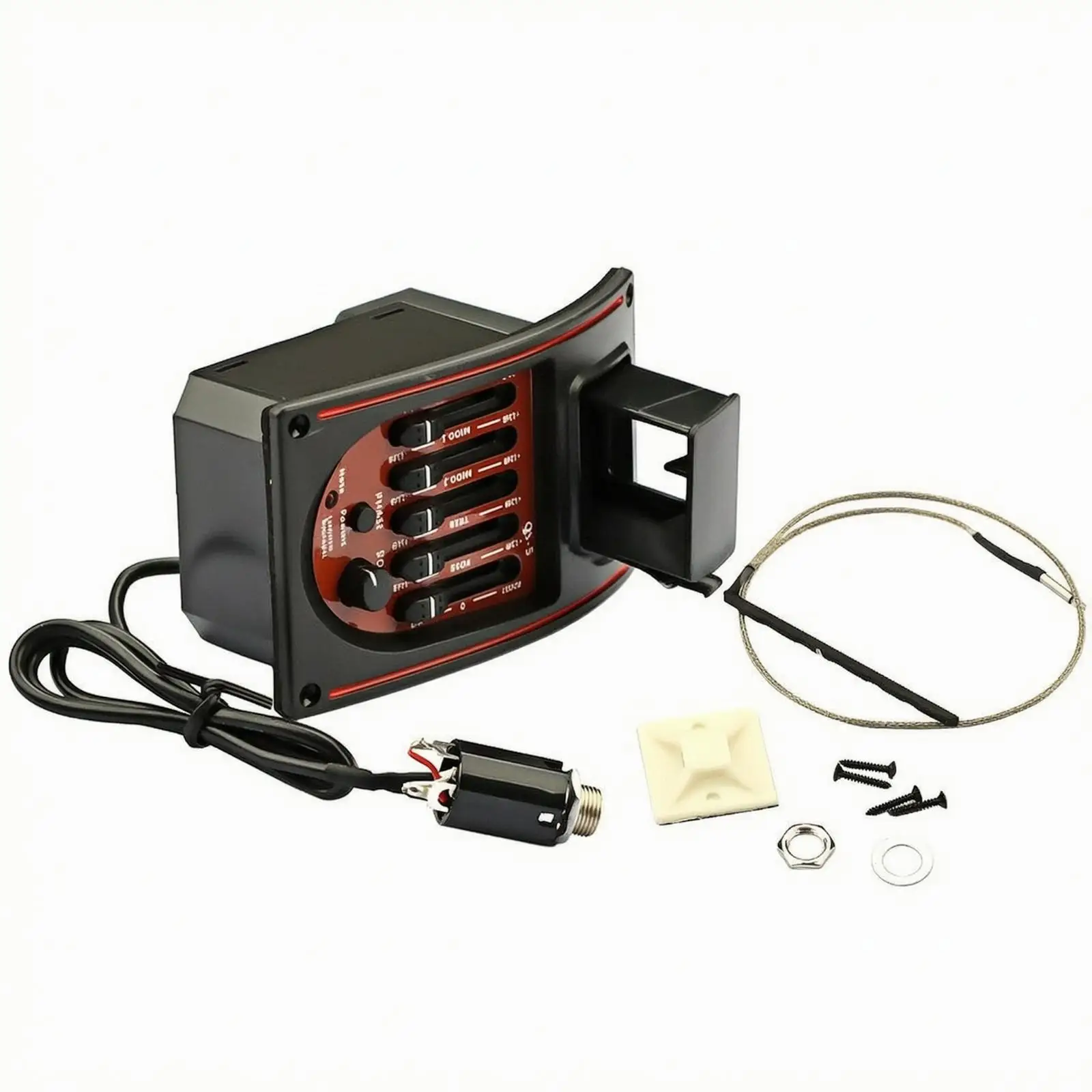 Onboard Sound Adjuster with Pickup Strip | Low-Profile Control Panel, Pre-Wired, Guitar Preamp with Pickup, for Acoustic