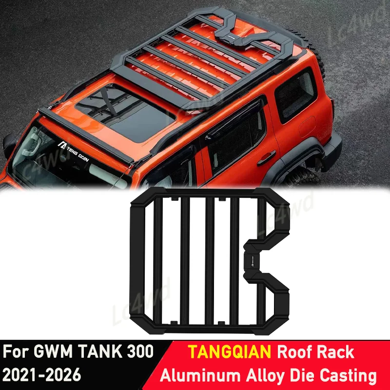 Off Road 4x4 Exterior Accessories TENGQIAN Aluminum Roof Rack Luggage Carrier Cargo Basket For GWM Tank 300 2021-2025