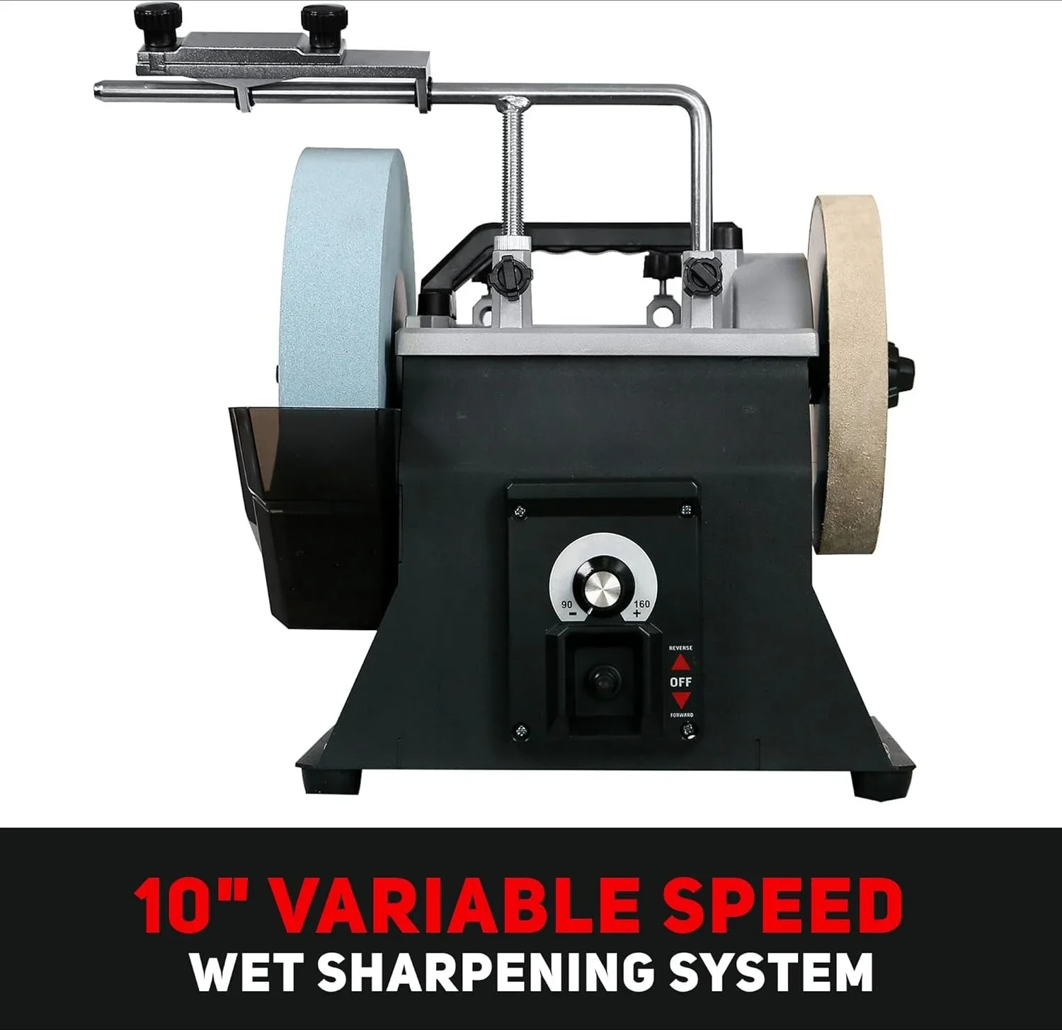 10-Inch Variable Speed Wet Sharpening System, 1.2-Amp Two-Direction Water Cooled Wet Stone Grinder 90-160RPM