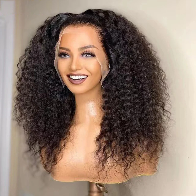 

Бесшовный синтетический парик с кружевной передней частью 13*4*1, 26 дюймов, 180% плотность, кудрявый, черный, с эффектом натуральных волос, для женщин, на каждый день