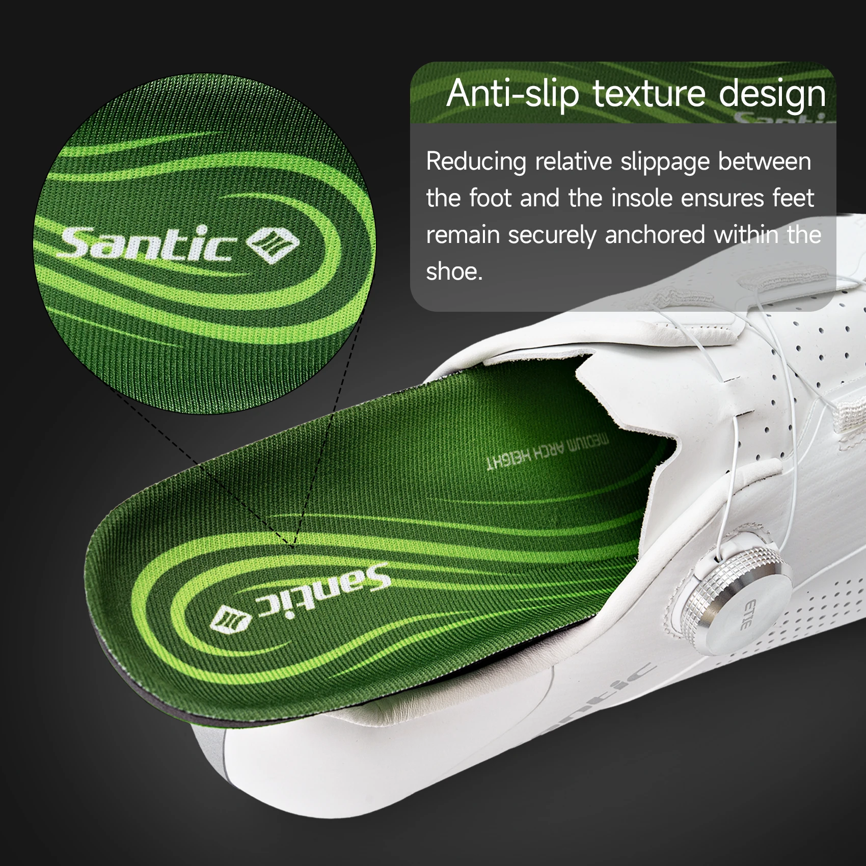 Santic Cycling Insoles Arch Support Anti‑Slip Shock Absorption Breathable Comfort Foot Pads for Road MTB Bikes TZ25P232