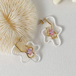 ENFASHION Irregular White Flower Dangle Earrings For Women Gold Color Fashion Jewelry Zircon Piercing Drop Earring Aretes E1332