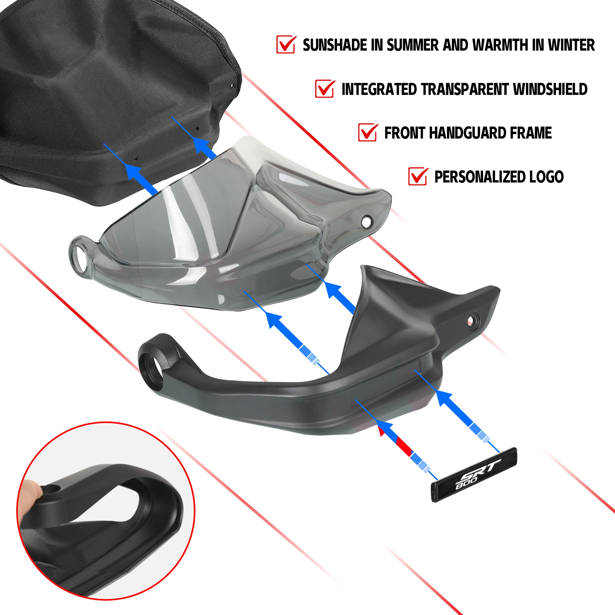 For QJMOTOR SRT 800 800X SRT800SX Handguard Handlebar Guard Windshield Motorcycle SRT800 Handguard Shield Lever Protective Cover