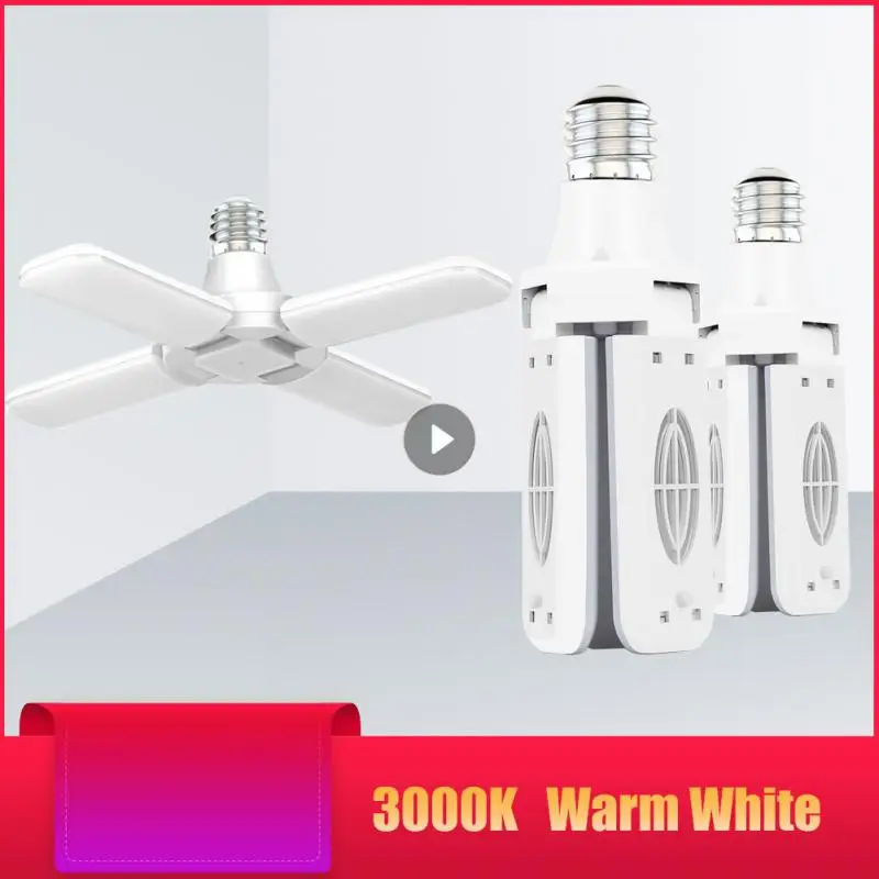 Fan Shape LED Bulb E27 LED Lamp Foldable 85-265V 48 LEDs Light Bulbs For Home Lamp Warehouse Garage Light Warm White Lighting