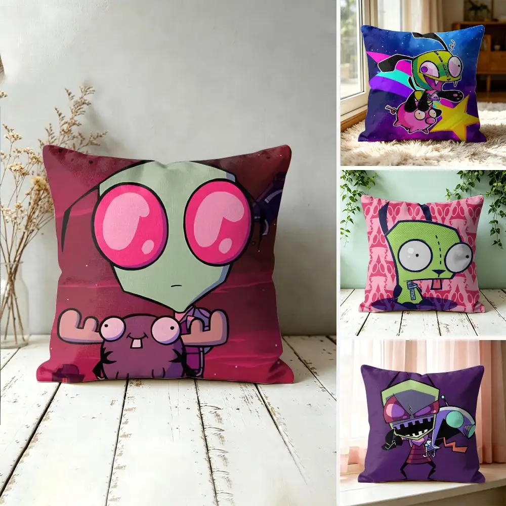 Anime ZIM I-Invader Zim Cushion Cover Square Decorative Throw Pillow 40x40cm For Sofa Bedroom Living Room Home Decor