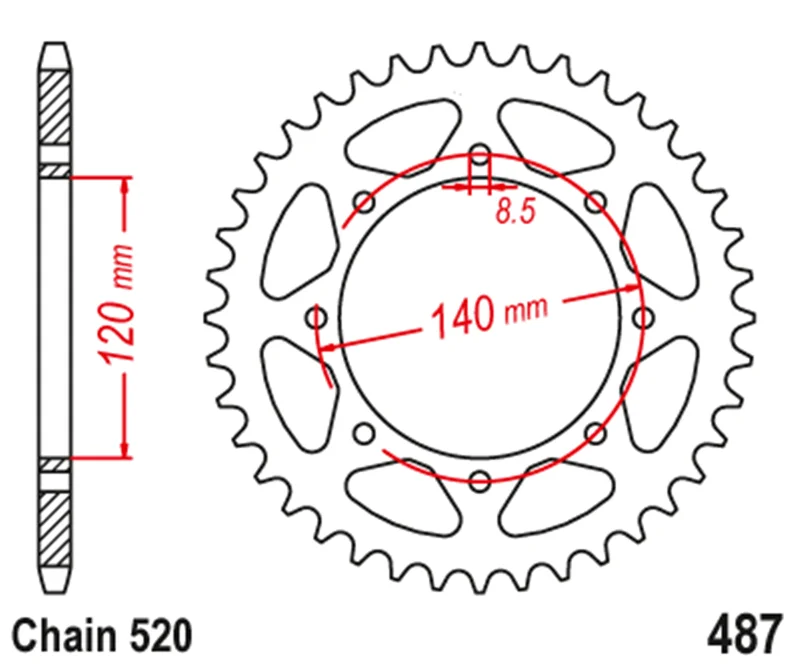 520 Motorcycle Rear Sprocket For Kawasaki W800 EJ800 2019-2024 BJ Estrella 250 1995-2000 KL650 KLR650 1987-2025 KLX650 KLX650R