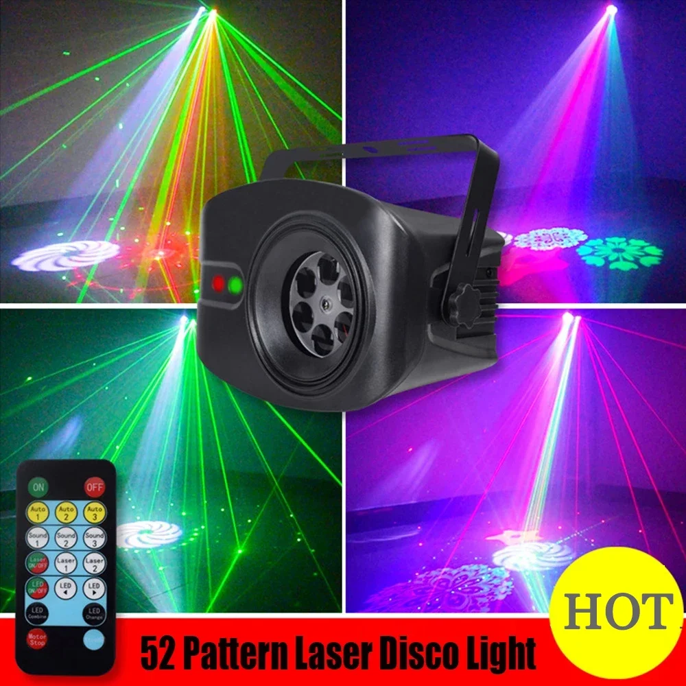 

52 Modes LED Disco Party Light Laser Projector Snowflake Lamp for Indoor Stage Effect Lighting Show KTV Home DJ Christmas Decor