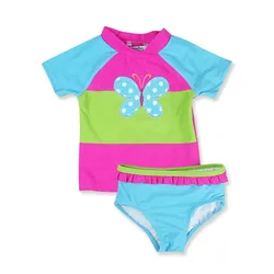 2023 Summer Kids Girls Swimwear 2 Pcs/Set Butterfly Flower Print Children Swimming Beach Girls Swimsuit