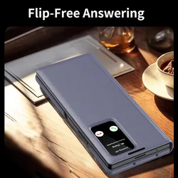 Smart Free Answer Card Wallet Flip Case For Samsung Galaxy Z Fold 6 Z Fold 5 4 3 Luxury Leather Sleep Wake up View Window Cover