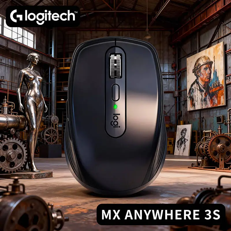 Logitech MX Anywhere 3S Travel Mouse - 8000 DPI, MagSpeed Hyper-Scroll, Silent Buttons, USB-C Quick Charge, Compact Build