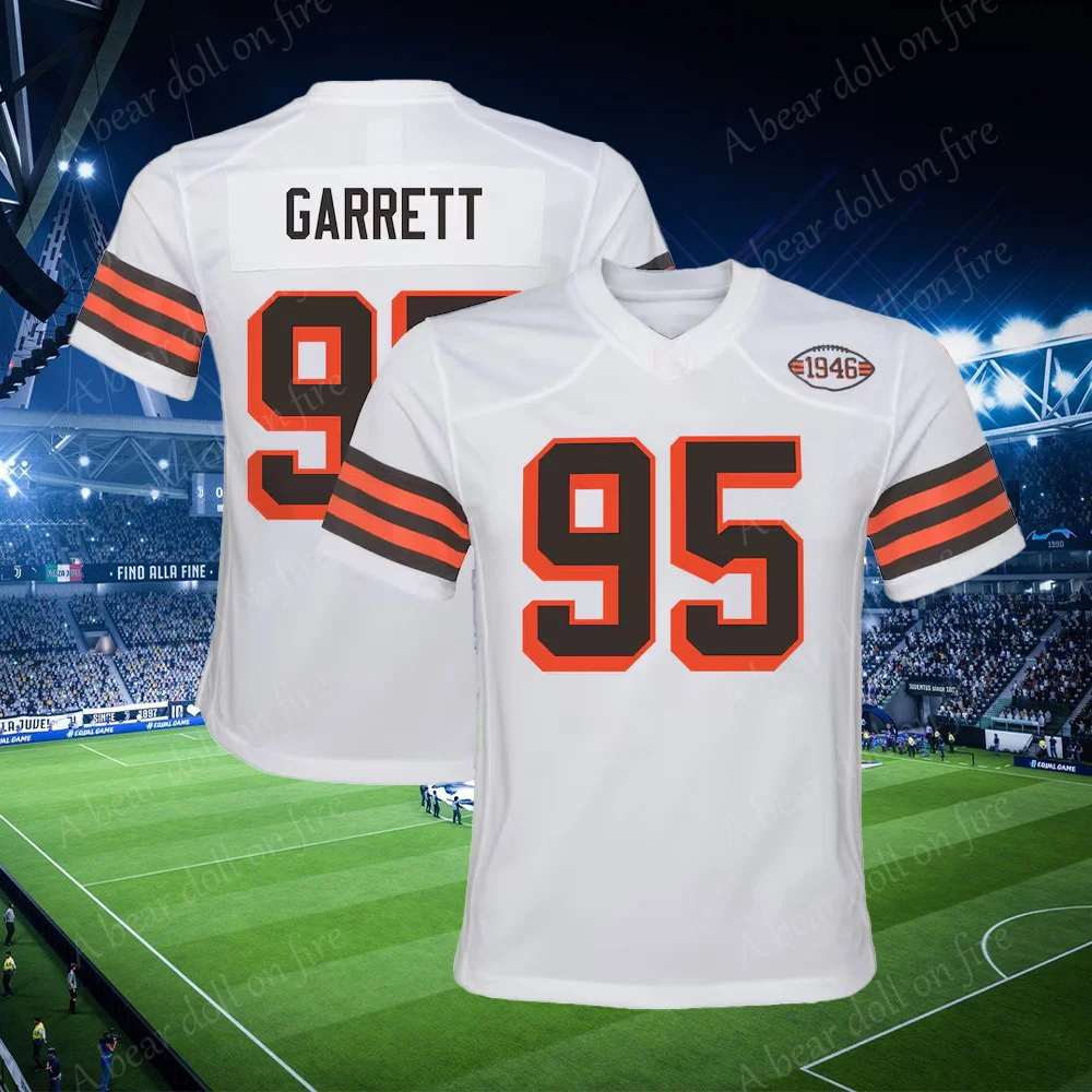 White Jersey No. 95/2/4 Classic Short-Sleeved Outdoorray Myles Garrett Amari Cooper Deshaun Watson Cleveland Browns Top