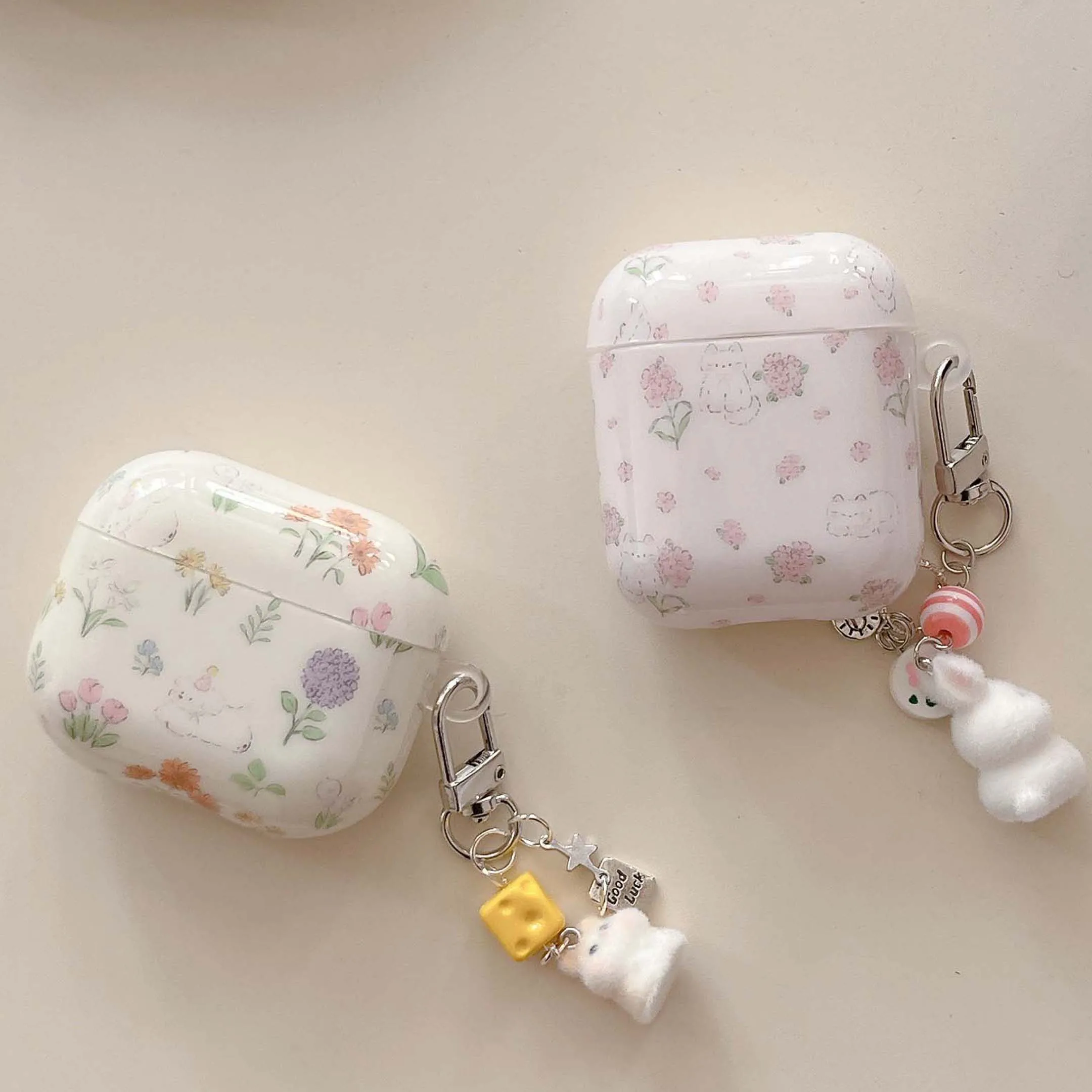 

Rabbit flower cartoon dog cute bunny imd puppy earphone case wireless bluetooth charging box for apple airpods 4 1 pro 3 2 2nd