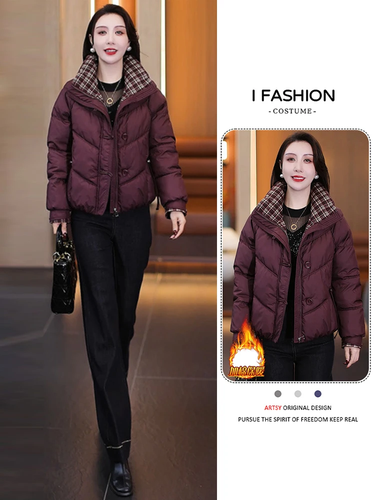 

Women's ort Puffer Jaet 2026 Slimming Loose Fit Thiened Winter Coat Korean Sle Commute Faion Cotton down Coat