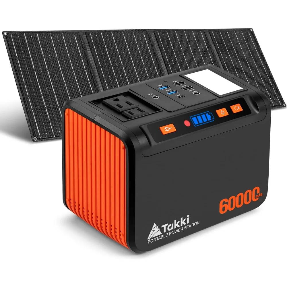 

Portable 250W Solar Generator with 40W Solar Panels, 222Wh Lithium Battery Power Bank for Camping, Pure Sine Wave Output