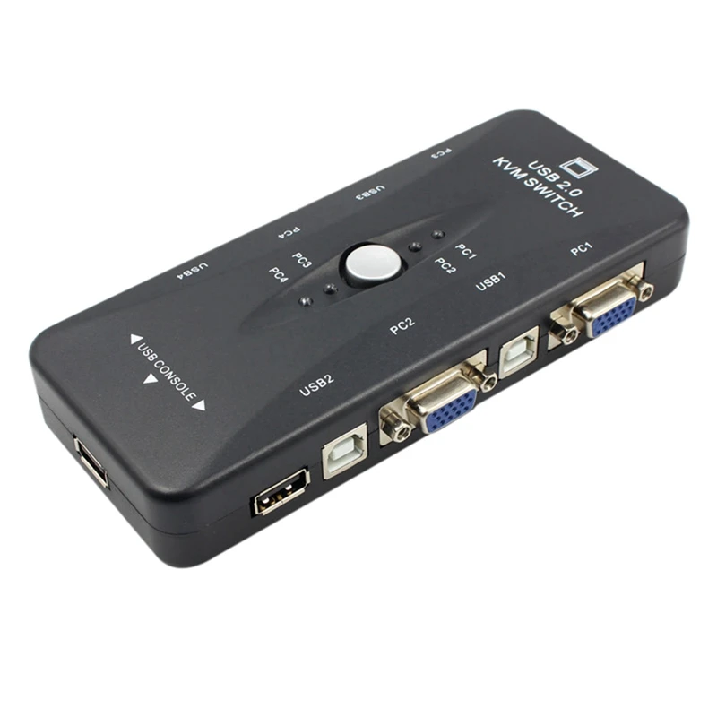 Один для четырех портов USB 2,0 KVM Switch Box + 4 KVM-кабеля монитора клавиатуры VGA SVGA пк ноутбука