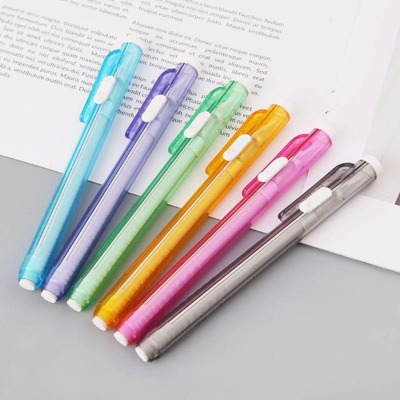 Creative Press Pen Shaped Eraser Writing Drawing Pencil Erase Student School