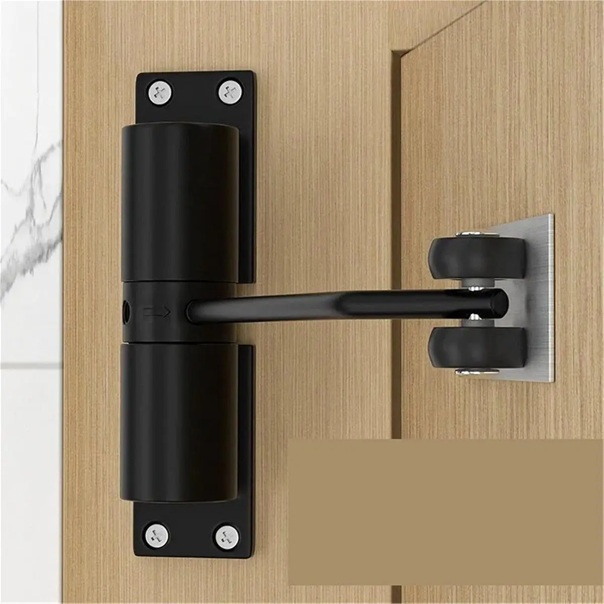 Invisibles Door Closing Device, Simple Mute Buffer Spring Hinge,Automatic Home Door Closer,Adjustable Closing Force,2Pcs