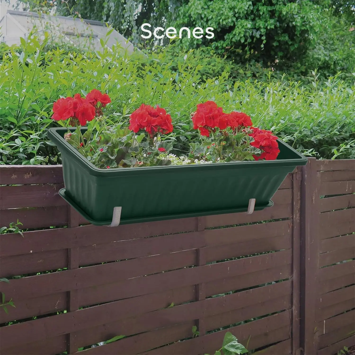 6 Packs 17 Inches Green Flower Window Box Plastic Vegetable Planters Long Pots with 15 Pcs Plant Labels for Outdoor, Customized
