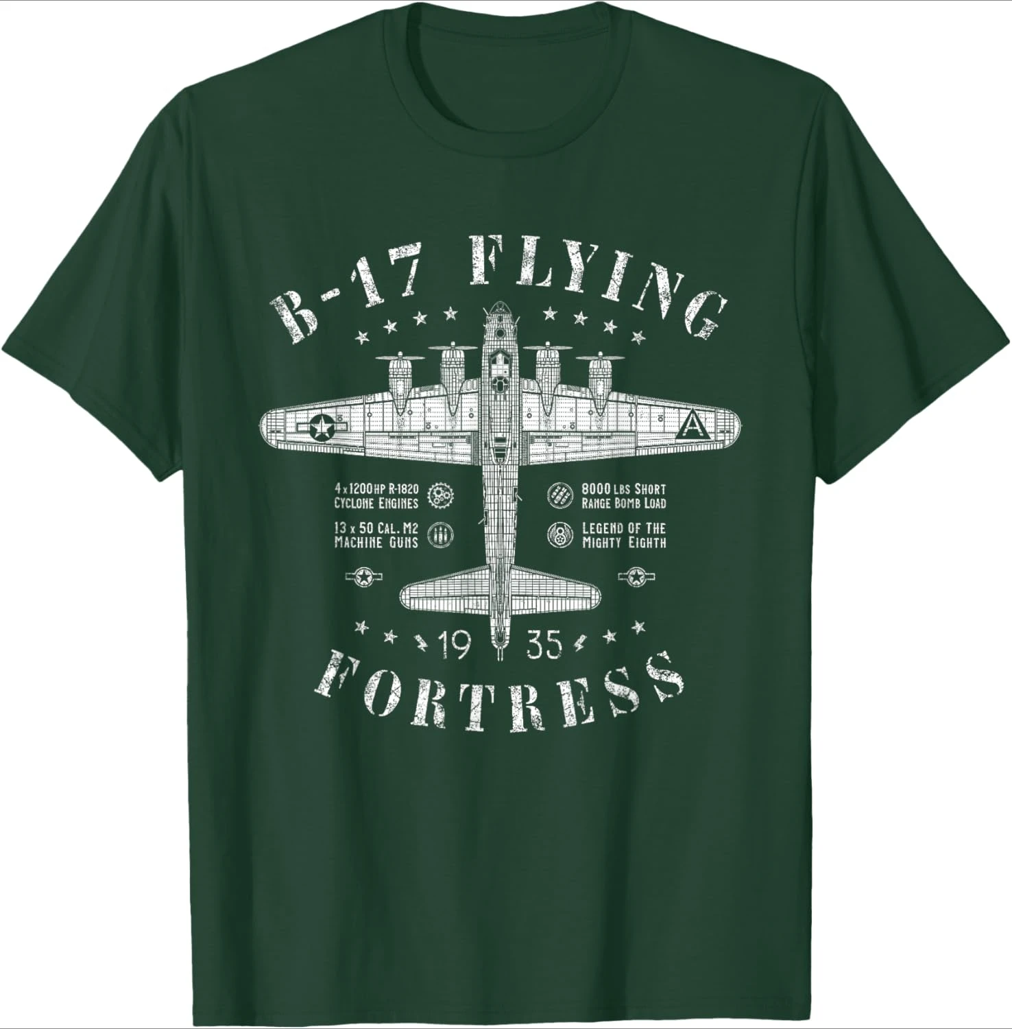 

B-17 Flying Fortress|Vintage WWII Aircraft | B17 Bomber design-100%cotton casual O-neck short sleeve printed men's T-shirt.