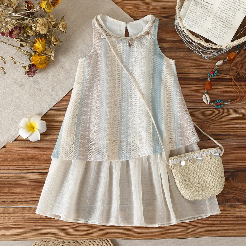 

Children's Summer Dress2026French-style princess dress for girls, bohemian dress for girls, summer beach dress for girls