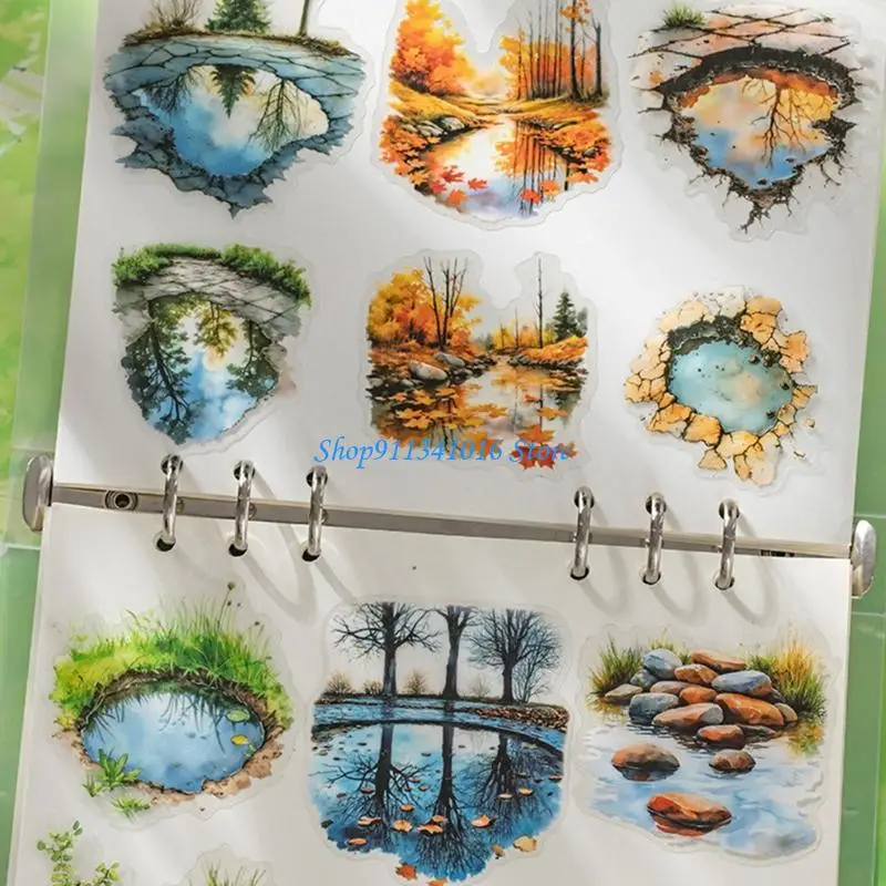  Nature Encouraged Water Puddle Trail Landscape PET Transfers For Artistic Journal Decoration