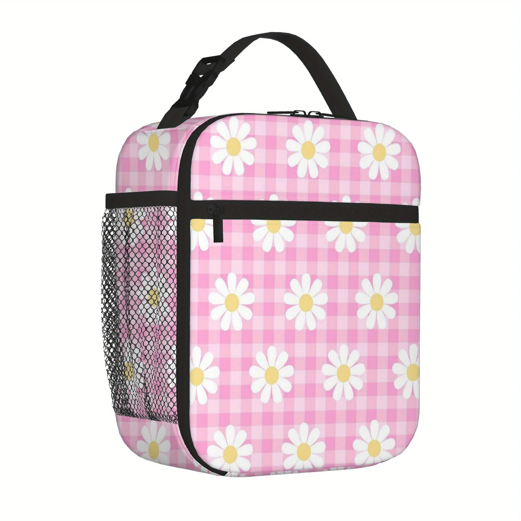 

Thermal Insulated Bag with Floral Daisy Pattern - Pink & White Non-Food Contact Thermal Insulation Bag, Zipper Closure