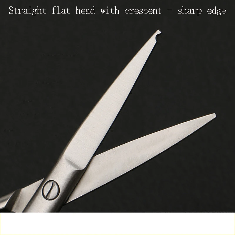 Fine removing scissors Straight flat head with crescent notch plastic scissors double eyelid tool