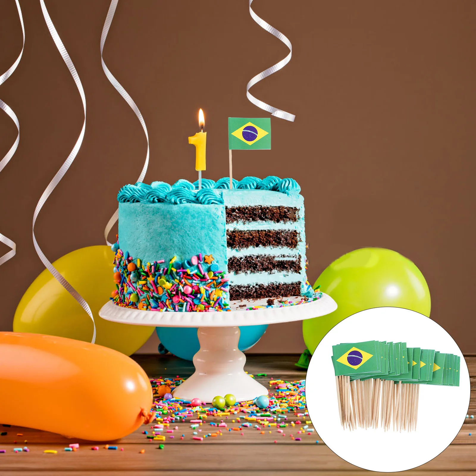 100Pcs World Flag Picks Brazil Design Perfect for Parties Hotels Clubs Bars Food Decoration Flags Toothpick World Flag Picks