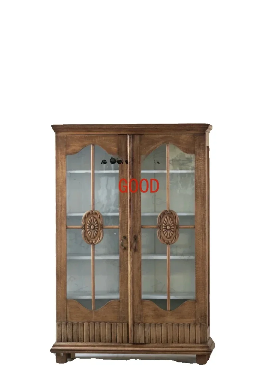 

Французская простота, резной по дереву, потертый сервант для хранения, средневековый шкаф-витрина, винный шкаф для хранения в стиле ретро