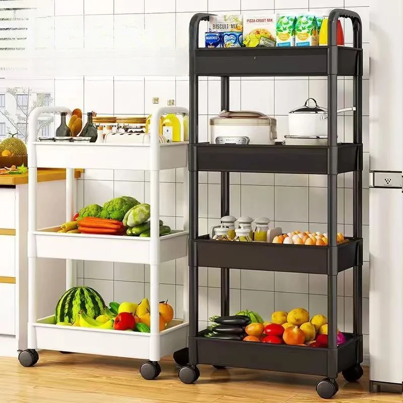 Cozinha Mobile Snacks Storage Rack, Armário de banheiro, Prateleira de quarto com rodas, Carrinho organizador do carrinho, Sala de estar