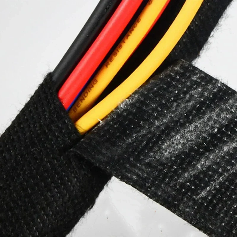 8/15/19 مللي متر 15/20 متر الأسود المخملية الأسلاك حزمة لهب تلوح في الأفق تسخير شريط كهربائي لاصق قماش نسيج الأسلاك