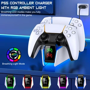RGB Controller -Ladestation für PlayStation 5, doppeltes Quick -Ladegerät, LED -Indikator, Ladeunterstützung, Dockingstation für PS5 Gamepad PS5 12 Hauptverkaufsdekoration PS5 - №5